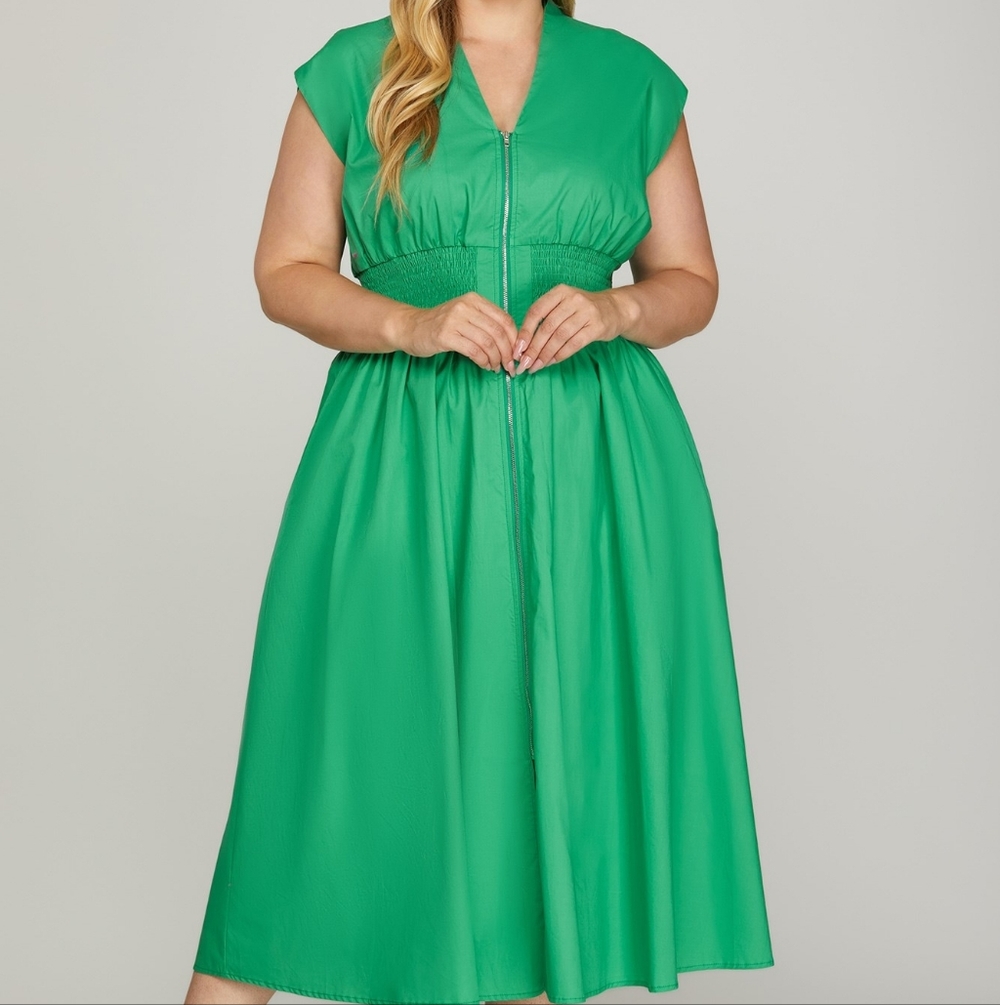 She + Sky Vibrant Green Midi Dress